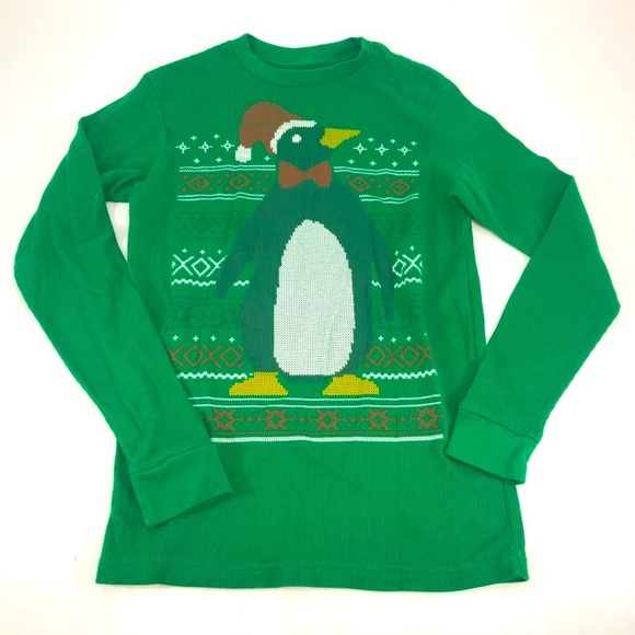 Dec 25th Bright Green Christmas Penguin Thermal S - Picture 1 of 5
